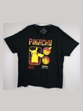 Mad Engine Nintendo Pokemon Mens 3XL Black Pikachu‎ Profile Graphic Tshirt